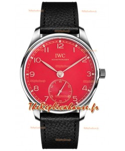 IWC Portugieser Automatic 40 IW3583 Cadran rouge en acier inoxydable Montre réplique 1:1 