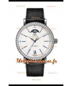 IWC Portofino IW659601 Montre automatique à phase de lune en acier avec cadran blanc 37MM