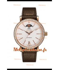 IWC Portofino IW6596 Montre automatique phase de lune en or rose avec cadran blanc 37MM