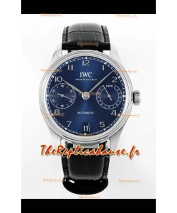 IWC Portugieser Montre Suisse super clone 1:1 Réplique Montre Cadran Bleu Boîtier Acier