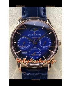 Montre Jaeger LeCoultre Super Clone Master Calendrier Perpétuel Ultrafin Cadran Bleu