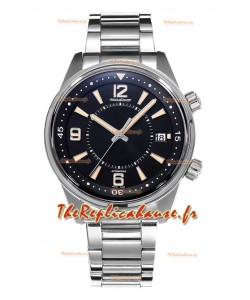 Jaeger LeCoultre Polaris Date Cadran noir Bracelet acier Montre réplique 1:1 42MM