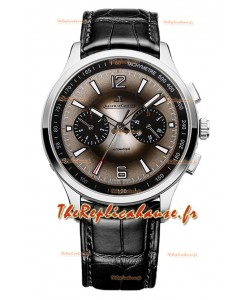 Jaeger LeCoultre Polaris Q902843J Chronographe Cadran Gris Bracelet Cuir Réplique Montre Suisse 
