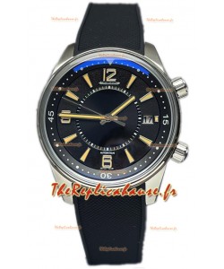 Jaeger LeCoultre Polaris Date Cadran noir Bracelet caoutchouc Montre réplique 1:1 42MM