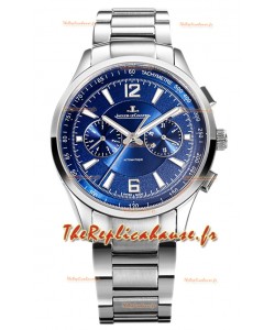 Jaeger LeCoultre Polaris Chronographe Boîtier acier inoxydable Cadran bleu Réplique Montre Suisse 