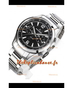 Jaeger LeCoultre Polaris Chronographe Montre en acier inoxydable Cadran noir Réplique Montre Suisse 