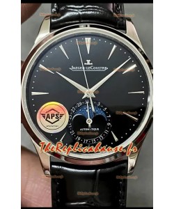 Jaeger LeCoultre Master Ultra Thin Moon Cadran noir 904L Acier Montre Réplique 1:1