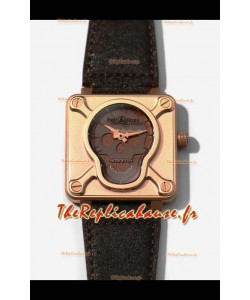 Bell & Ross BR0192 Skull Edition Boîtier Bronze Crâne GRIS sur Couche Marron Réplique Suisse 