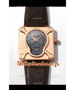 Bell & Ross BR0192 Skull Edition Boîtier Bronze Crâne Gris sur Couche Grise Réplique Suisse 