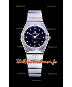 Omega Constellation Ladies Swiss Quartz Réplique 1:1 Miroir - Boîtier en acier avec cadran noir étoilé 