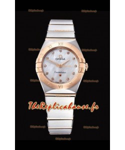 Omega Constellation Ladies Swiss Quartz Réplique 1:1 Miroir - Boîtier bicolore avec cadran blanc nacré