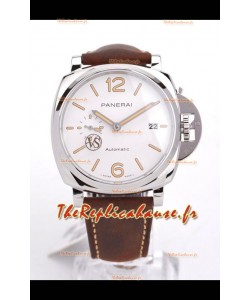 Panerai Luminor DUE PAM1046 Cadran blanc 42MM 1:1 qualité miroir - Acier 904L dans un bracelet en cuir 