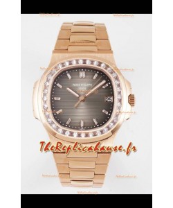Patek Philippe Nautilus 5711/R Cadran Gris Miroir 1:1 Réplique Suisse en Or Rose 904L Acier 