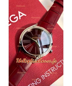 Omega De Ville Tresor Edition Montre Suisse à Quartz 36MM Boîtier Acier Cadran Rouge