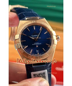 Omega Co-Axial Constellation 39MM Cadran or rose bleu Réplique miroir 1:1