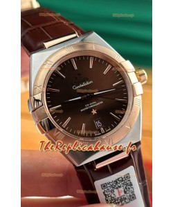 Omega Co-Axial Constellation 39MM Cadran en or rose bicolore brun Réplique miroir 1:1