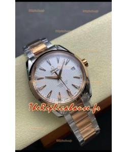 Omega Aqua Terra 150M Cadran blanc 904L Boîtier or rose deux tons Réplique miroir 1:1 41MM 