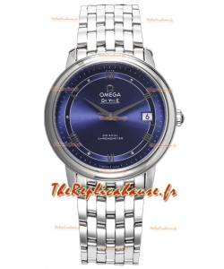 Omega De Ville Co-Axial Chronometer 36.8MM Montre Suisse Réplique avec cadran bleu clair 