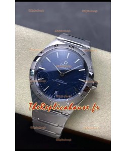 Omega Super Clone Co-Axial Constellation Cadran texturé bleu inoxydable Réplique Montre