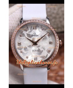 Omega De Ville Cadran Floral Mouvement à Quartz Suisse dans un boîtier deux tons - Cadran Acier