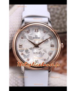 Omega De Ville Cadran Floral Mouvement à Quartz Suisse dans un boîtier deux tons - Cadran Acier