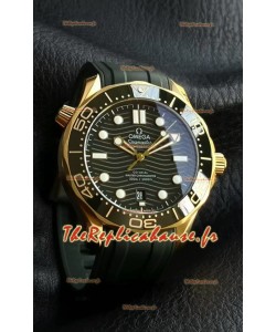 Omega Seamaster Super Clone 300M Master Chronometer Montre Or Rose Cadran Vert 