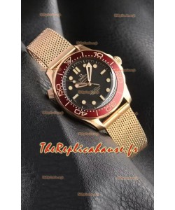 Montre Omega Seamaster Super Clone 300M Diver Edition Or Rose Cadran Noir 