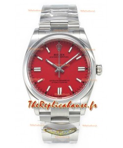 Rolex Oyster Perpetual Super Clone 36MM Mouvement Suisse Réplique Suisse Cadran Rouge