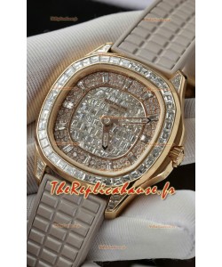 Patek Philippe Aquanaut 5062/450R-001 Or Rose Pavé de Diamants Réplique Montre Suisse 