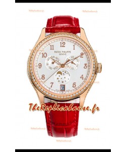 Patek Philippe Complications 4948G Quantième Annuel Phase de Lune Cadran Blanc Or Rose Réplique Suisse