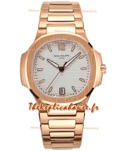 Patek Philippe Nautilus 7118R 35MM 1:1 Boîtier et cadran or rose blanc Montre réplique 1:1 