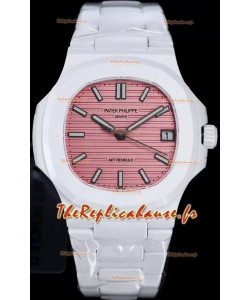 Patek Philippe Nautilus 5711 AET remoulé Edition Céramique Blanche Cadran Rose Suisse Réplique Montre