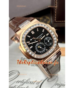 Patek Philippe Nautilus 5712R Réplique Montre suisse 1:1 cadran noir et bracelet brun