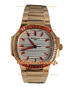 Patek Philippe Nautilus 7118R 35MM 1:1 Boîtier en or rose Cadran blanc Montre réplique 1:1
