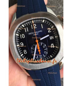 Patek Philippe Aquanaut 5968 Chronograph avec boîtier en acier Montre à cadran bleu avec mouvement automatique suisse