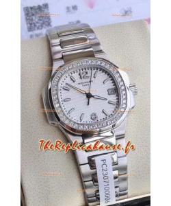 Patek Philippe Nautilus 7010/1G-011 32MM Réplique miroir 1:1 - Diamants véritables sur la lunette 