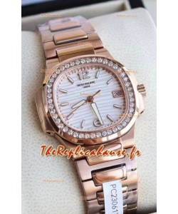 Patek Philippe Nautilus 7010/1GR-011 32MM Réplique 1:1 - Lunette sertie de diamants véritables 