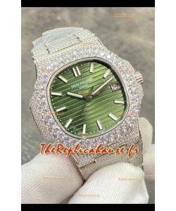 Patek Philippe Super Clone Nautilus 5711/1A-014 Édition sertie de diamants Cadran vert