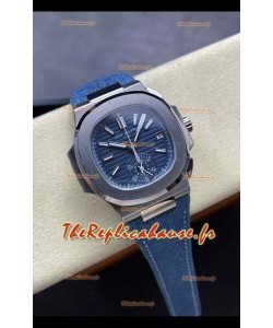Patek Philippe Nautilus 5980/60G-001 Boîtier acier 904L, cadran bleu, bracelet tissu - Réplique 1:1 