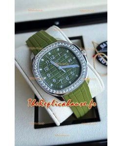 Patek Philippe Aquanaut 5267 Réplique Suisse Cadran Vert en Acier inoxydable Lunette Diamants 38.5MM