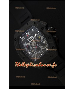Montre Richard Mille RM011-FM Felipe Massa Boîtier monobloc en carbone noir forgé avec Bracelet Noir