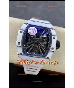 Richard Mille RM12-01 Montre réplique 1:1 à mouvement tourbillon authentique avec boîtier en fibre de carbone blanc