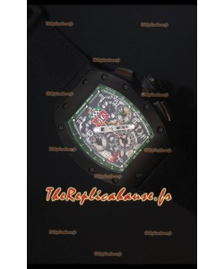 Richard Mille RM011 Filipe Massa PVD Montre Réplique Suisse avec Sangle en Nylon Noire