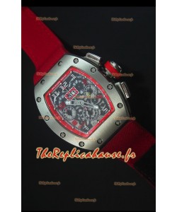 Richard Mille RM011 Filipe MassaBoîtier en Titane Montre Réplique Suisse avec Sangle en Nylon Rouge