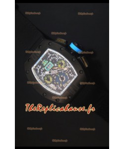 Richard Mille RM011 Filipe Massa PVD Montre Réplique Suisse avec Sangle Noire