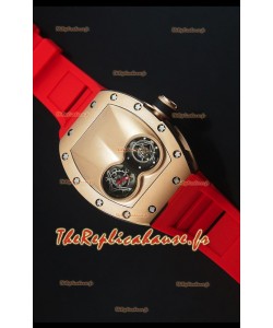 Richard Mille RM053 Tourbillon Pablo Mac Donough Montre Suisse avec Boîtier en Or Rose, Sangle Rouge
