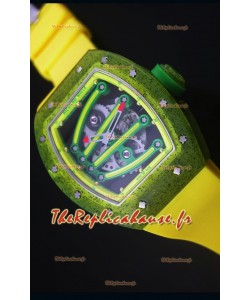 Montre Replica Suisse RM059 Yohan Blake Richard Mille avec Boitier en Carbone Forgé avec une Lunette Jaune