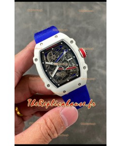 Richard Mille Super Clone RM67-02 Alexis Pinturault Montre Quartz Blanc TPT 37 Grammes Bracelet Bleu 