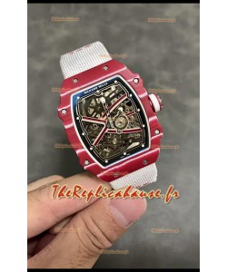 Richard Mille Super Clone RM67-02 Mutaz Barshim Montre TPT 37 Grammes Carbone Rouge Bracelet Blanc