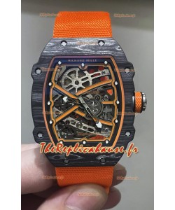 Montre Richard Mille Super Clone RM67-02 Carbone noir TPT 37 Grammes Bracelet Orange